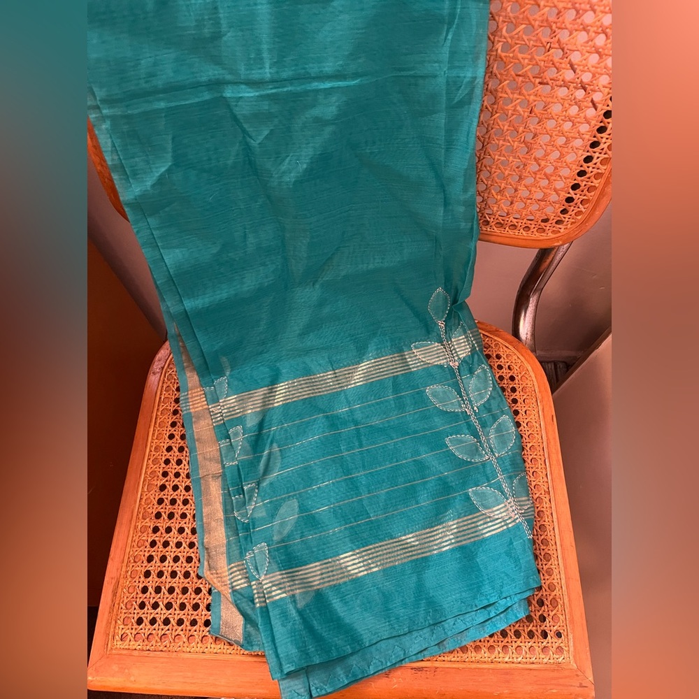 Gorgeous teal green blue gold Indian scarf wrap